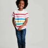 Apparel * | Joules Blue Laundered Stripe Short Sleeve T-Shirt Hot Selling