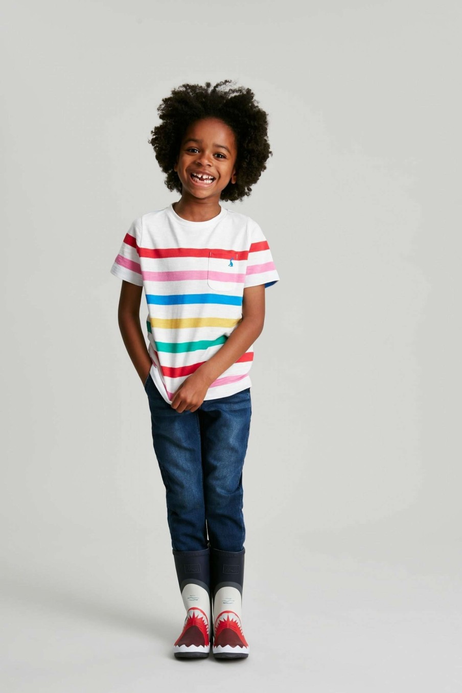 Apparel * | Joules Blue Laundered Stripe Short Sleeve T-Shirt Hot Selling