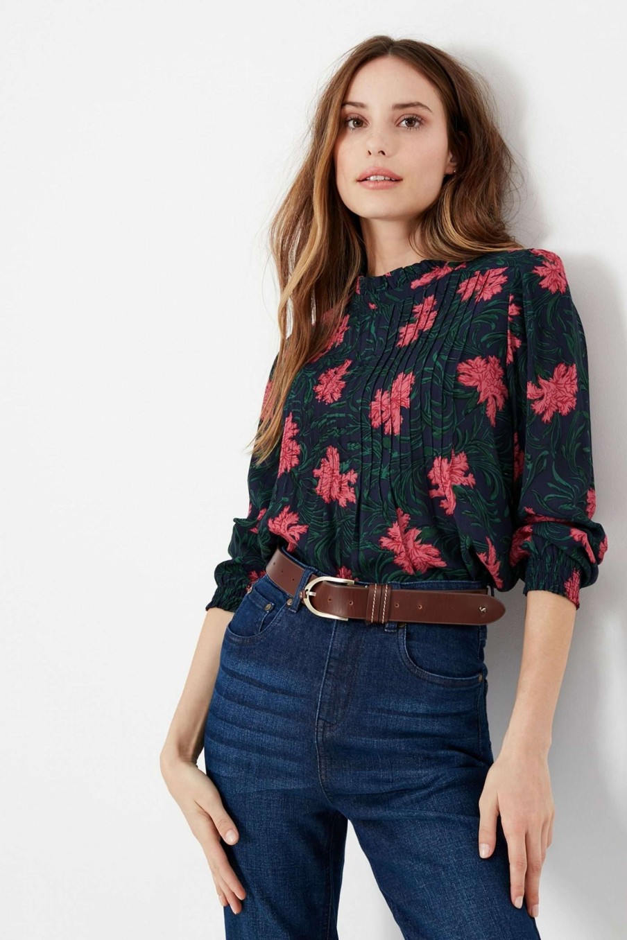 Apparel * | Joules Blue Freya Pintuck Bodice Top Attractive