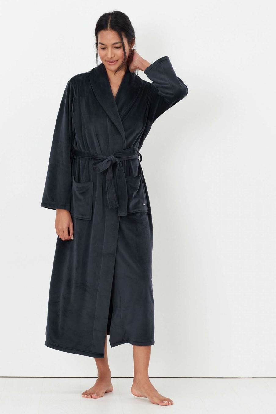 Apparel * | Joules Blue Sara Longline Dressing Gown Top Selling