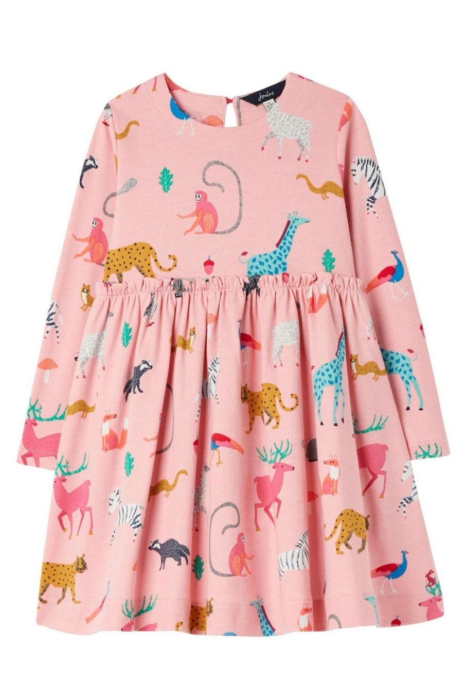 Apparel * | Joules Pink Hampton Long Sleeve Paperbag Waist Jersey Dress Sale