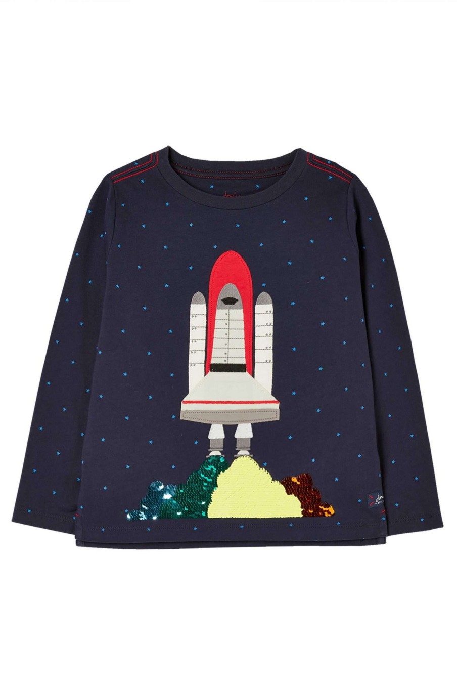 Apparel * | Joules Blue Jack Long Sleeve 2 Way Sequin T-Shirt Cheap Online