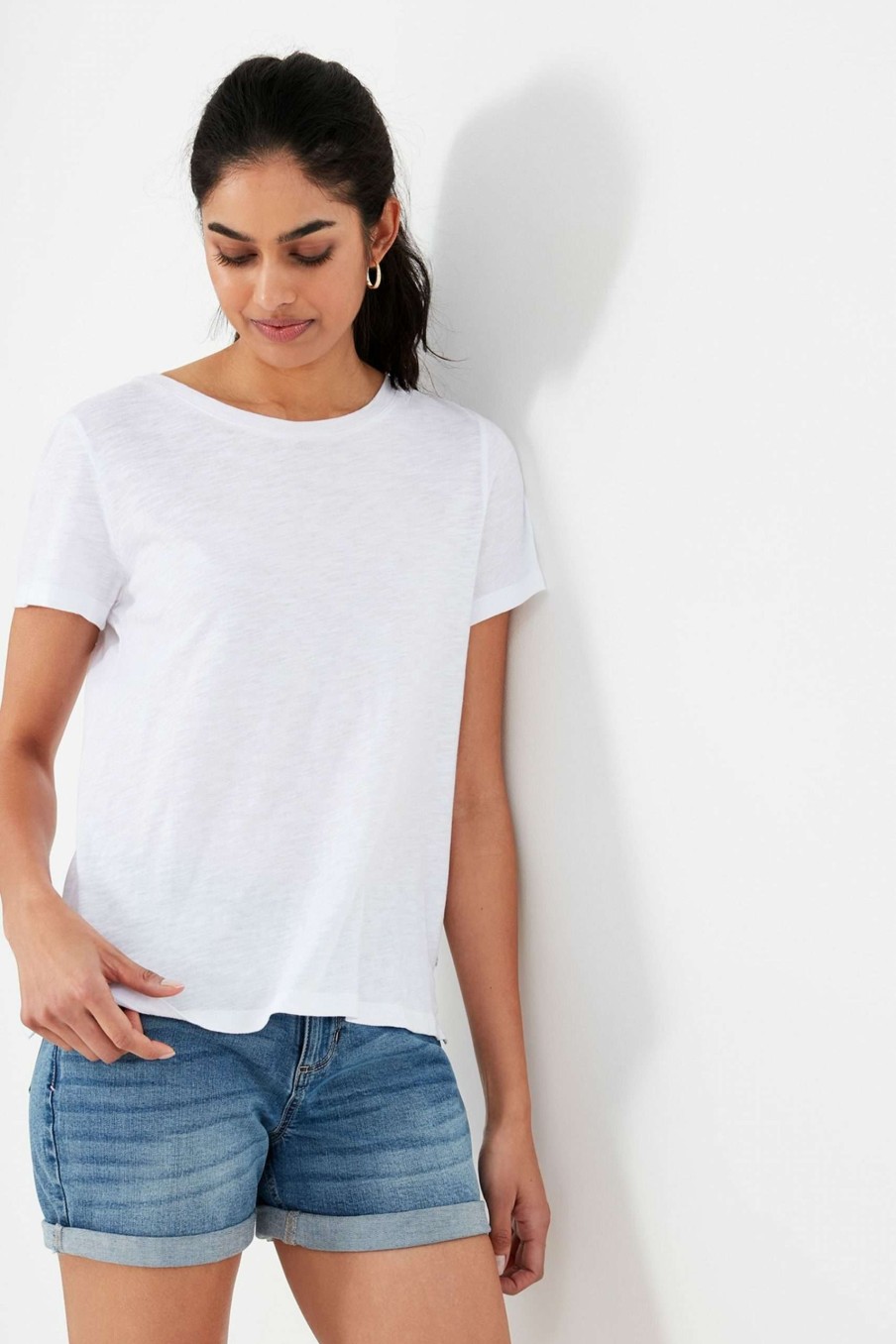 Apparel * | Joules Carley White Solid Classic Crew T-Shirt Discount