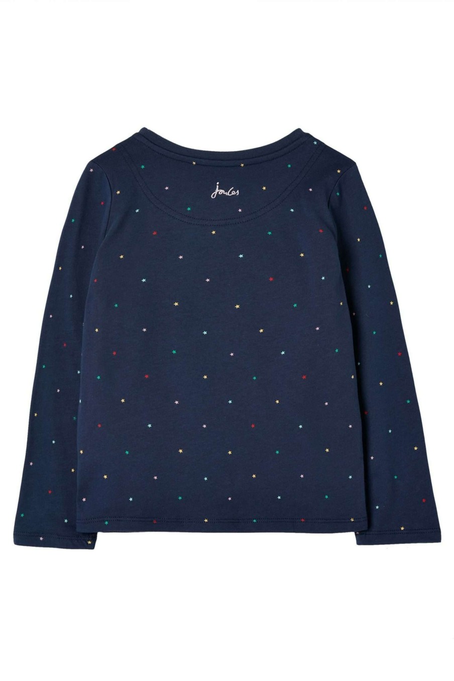 Apparel * | Joules Blue Ava Long Sleeve Applique Artwork T-Shirt Promotion