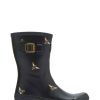 Accessories * | Joules Black Molly Mid Height Printed Wellies New Threads