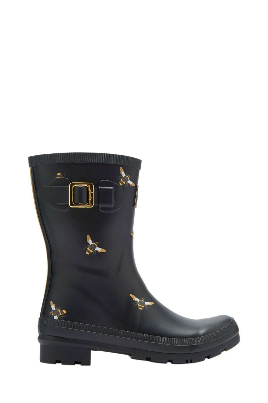 Accessories * | Joules Black Molly Mid Height Printed Wellies New Threads