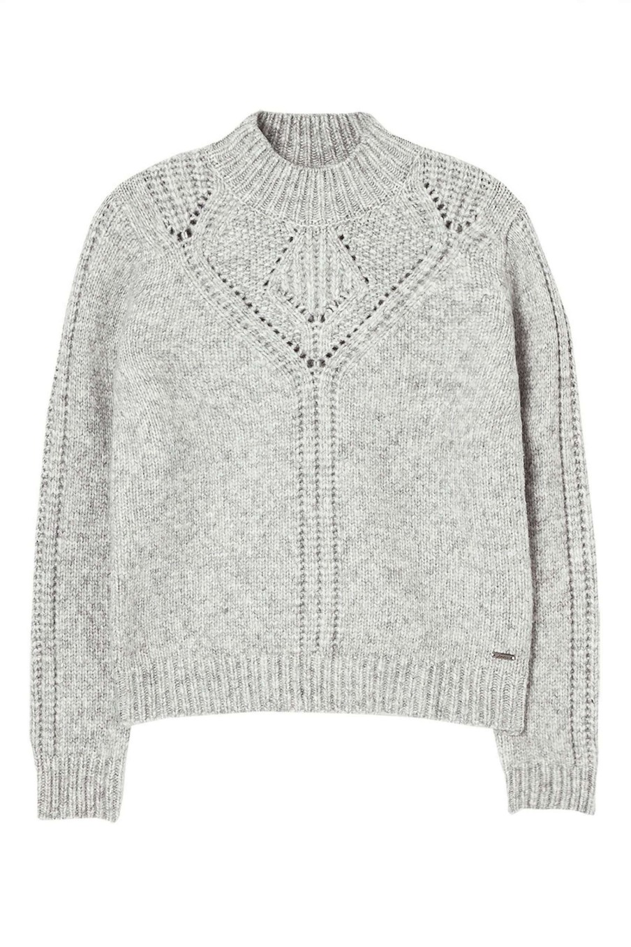 Apparel * | Joules Grey Isabella Chunky Pointelle Jumper Closeout Sale