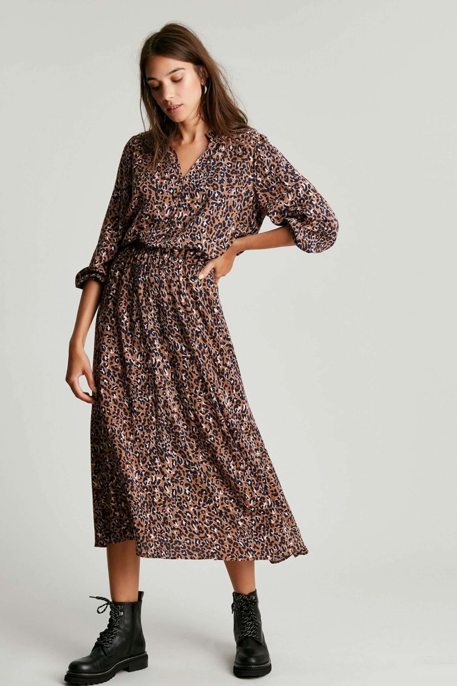 Apparel * | Joules Josie Brown Frill Elasticated Waist Dress Limited Edition