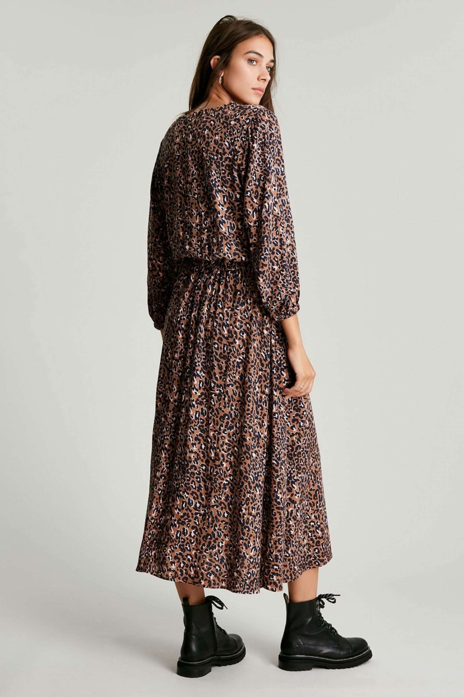 Apparel * | Joules Josie Brown Frill Elasticated Waist Dress Limited Edition