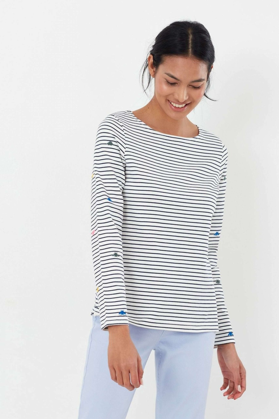 Apparel * | Joules Cream Harbour Long Sleeve Jersey Top Clearance Sale