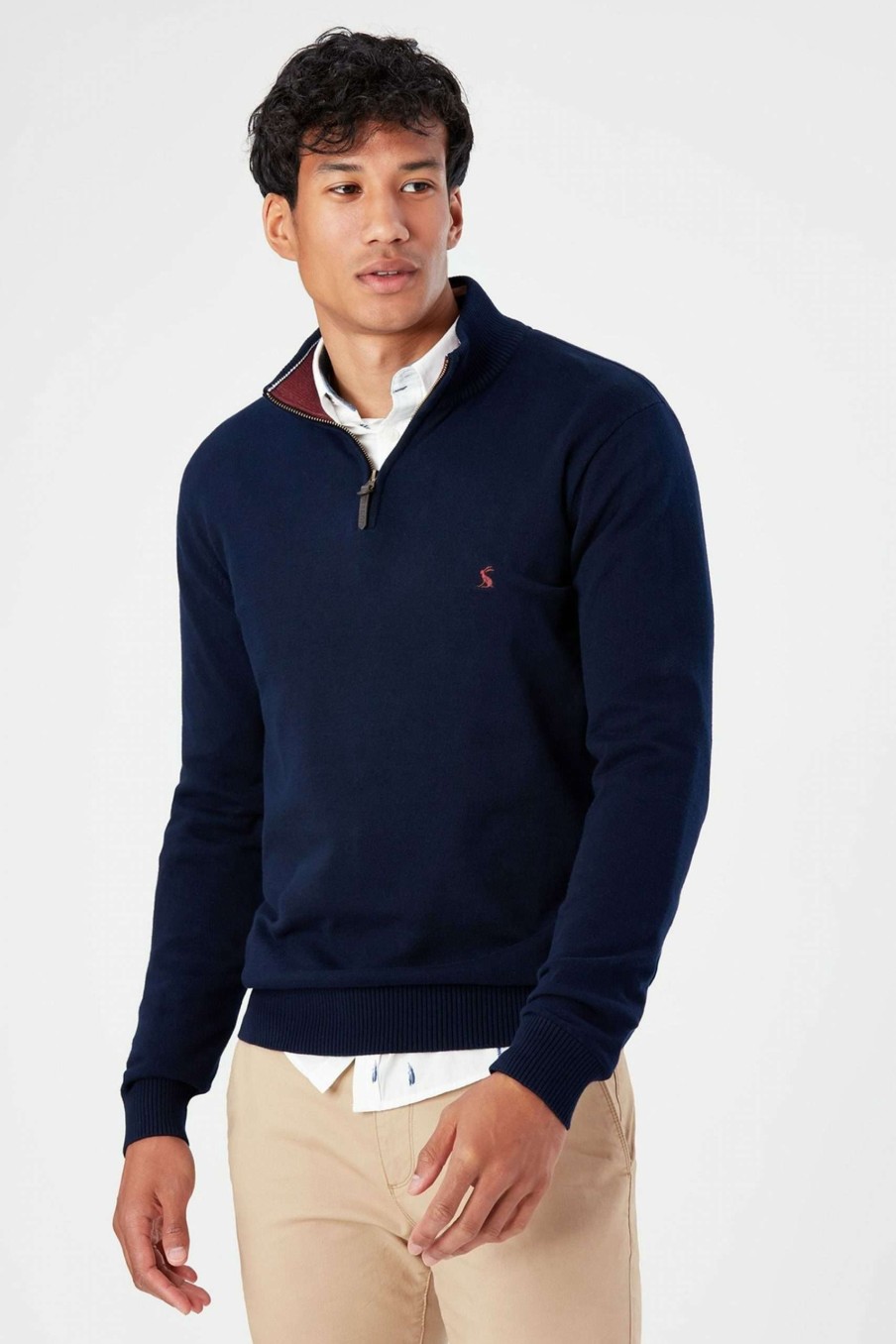 Apparel * | Joules Navy Hillside 1/4 Zip Funnel Neck Jumper Discounts