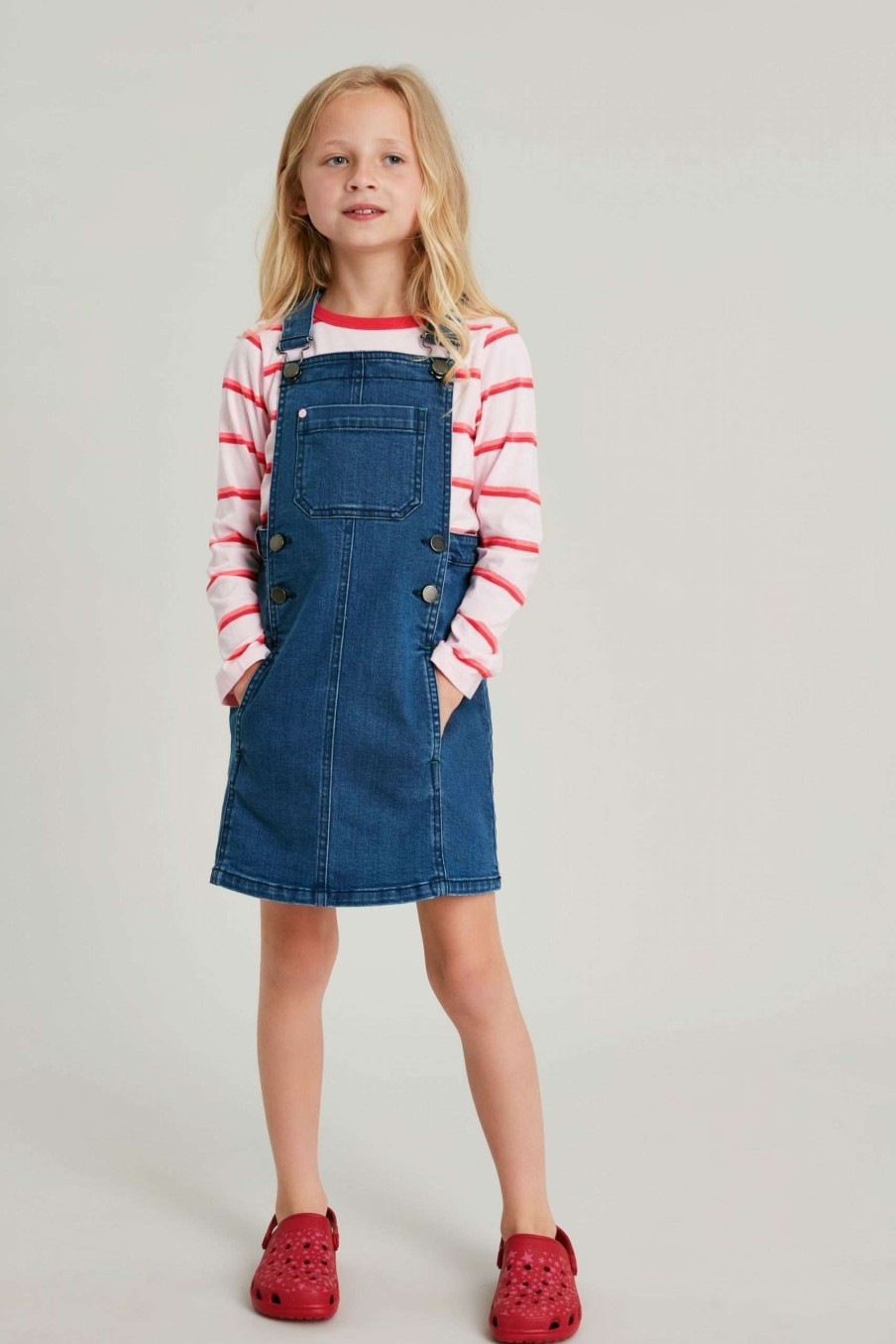 Apparel * | Joules Blue Phoebe Dungaree Dress Excellent Quality