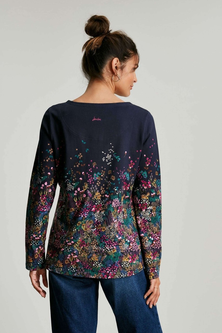 Apparel * | Joules Blue Harbour Print Long Sleeve Jersey Top Sale