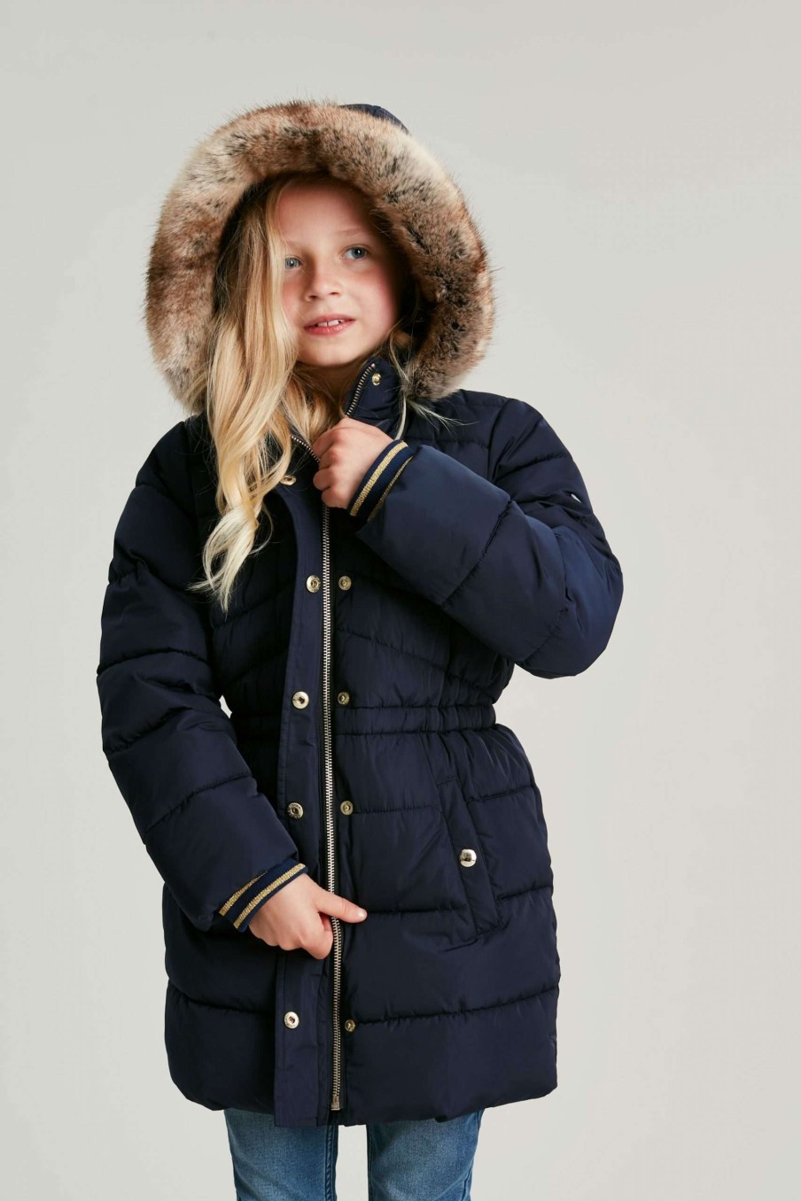 Apparel * | Joules Blue Hartwell Recycled Padded Puffer Coat 100% Guarantee