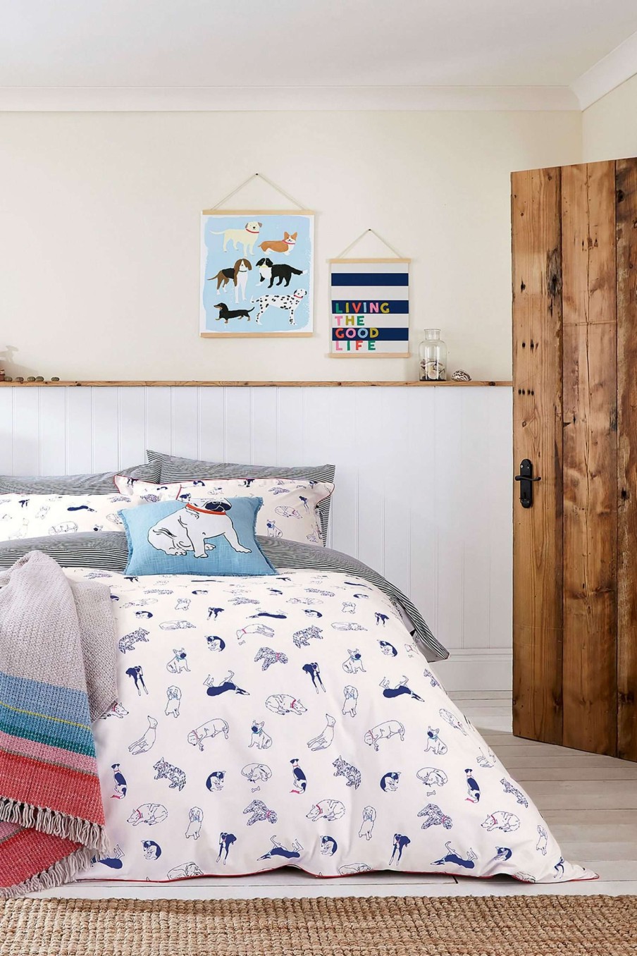 Accessories * | Joules Sleeping Dogs 180 Thread Count Cotton Percale Duvet Cover And Pillowcase Set Limited Edition