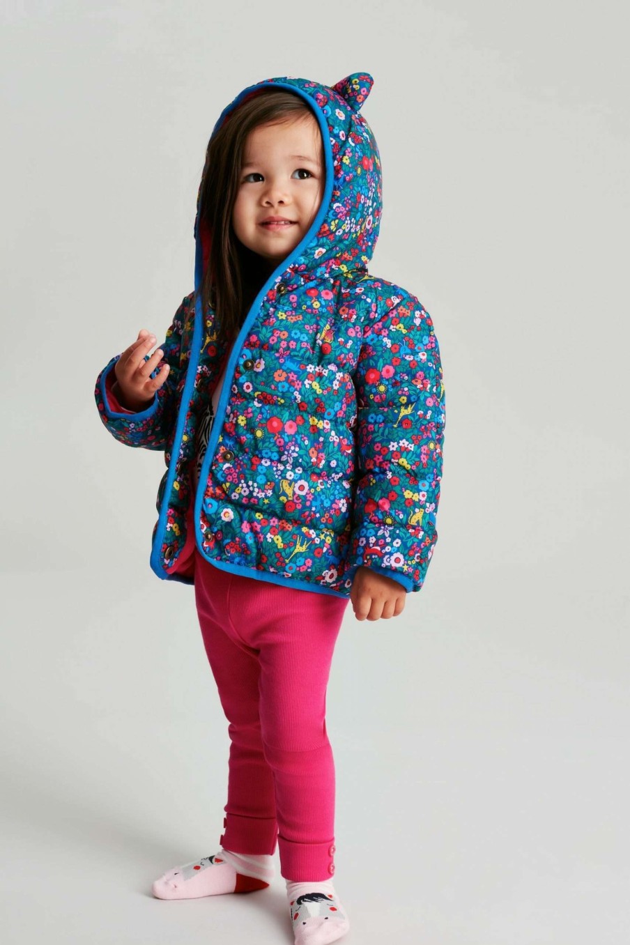 Apparel * | Joules Jessie Blue Printed Padded Jacket Excellent Quality