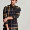 Apparel * | Joules Blue Buchannan Long Sleeve Classic Fit With Back Pleat Brushed Shirt Online Store