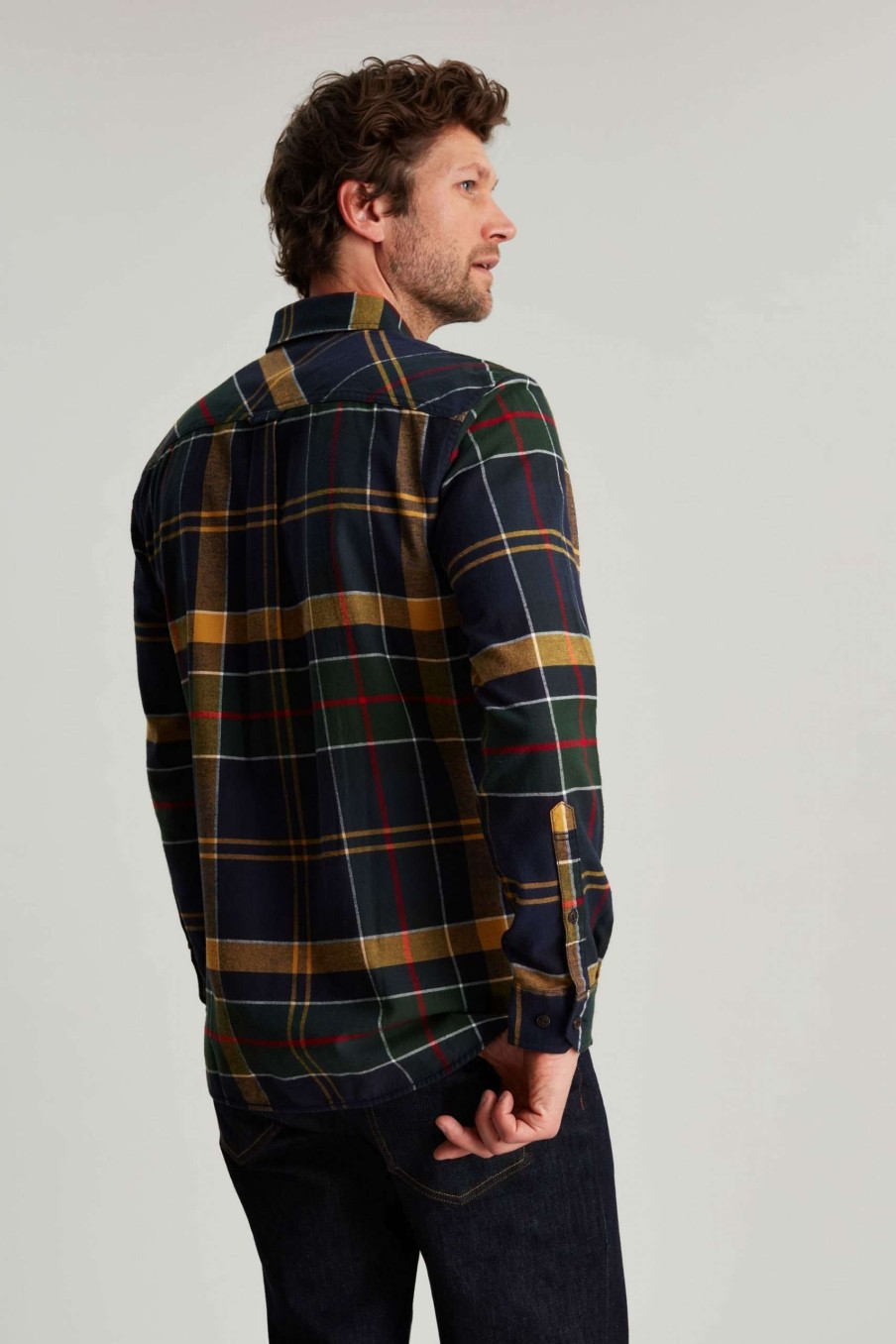 Apparel * | Joules Blue Buchannan Long Sleeve Classic Fit With Back Pleat Brushed Shirt Online Store