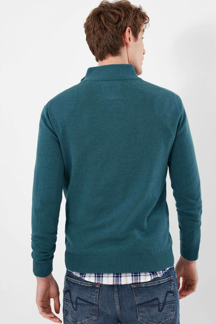 Apparel * | Joules Blue Hillside Seasonal 1/4Th Zip Funnel Neck Jumper Attractive