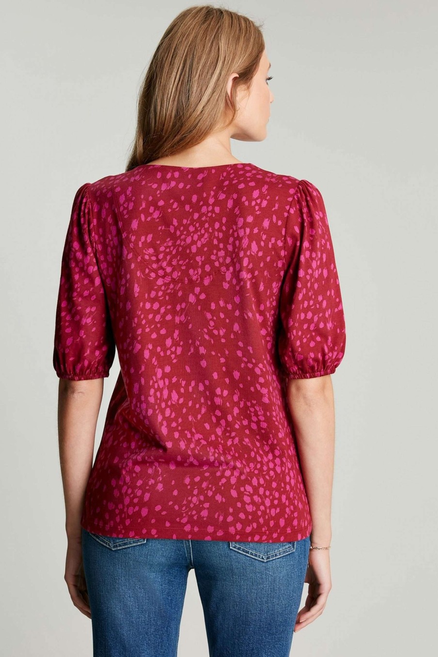 Apparel * | Joules Red Jasmine V-Neck Blouse Original