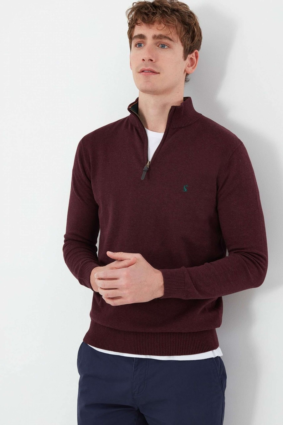 Apparel * | Joules Red Hillside Seasonal 1/4 Zip Funnel Neck Jumper Cheap Online