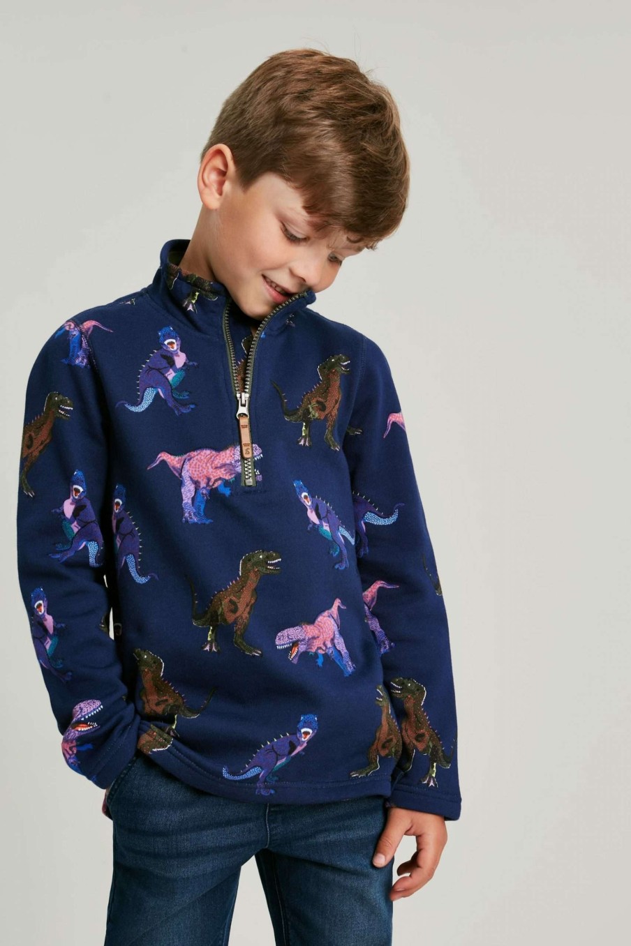 Apparel * | Joules Blue Dale Printed 1/2 Zip Sweatshirt Sale