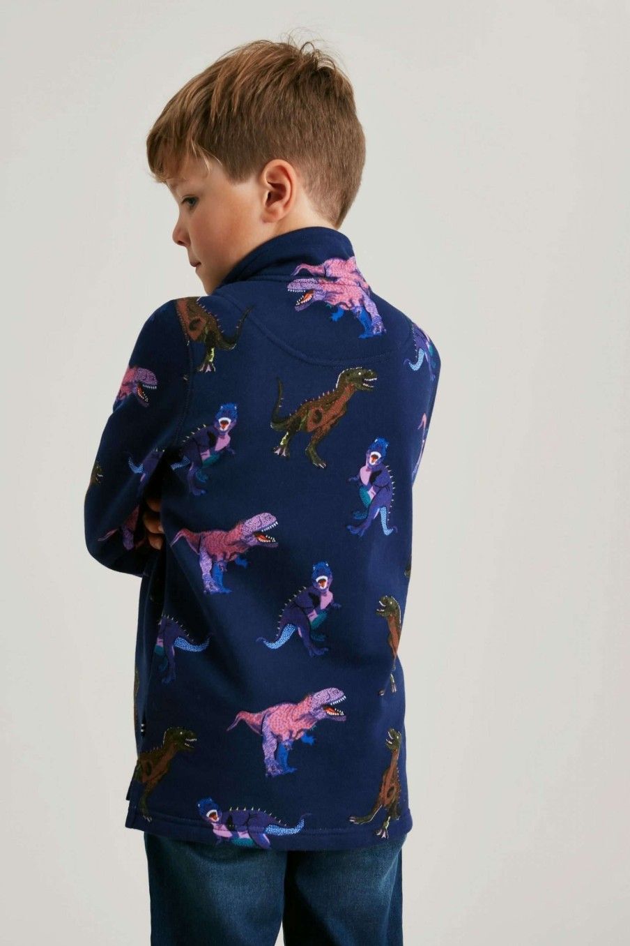 Apparel * | Joules Blue Dale Printed 1/2 Zip Sweatshirt Sale