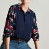 Apparel * | Joules Blue Elvina Button Through Blouse Limited Edition