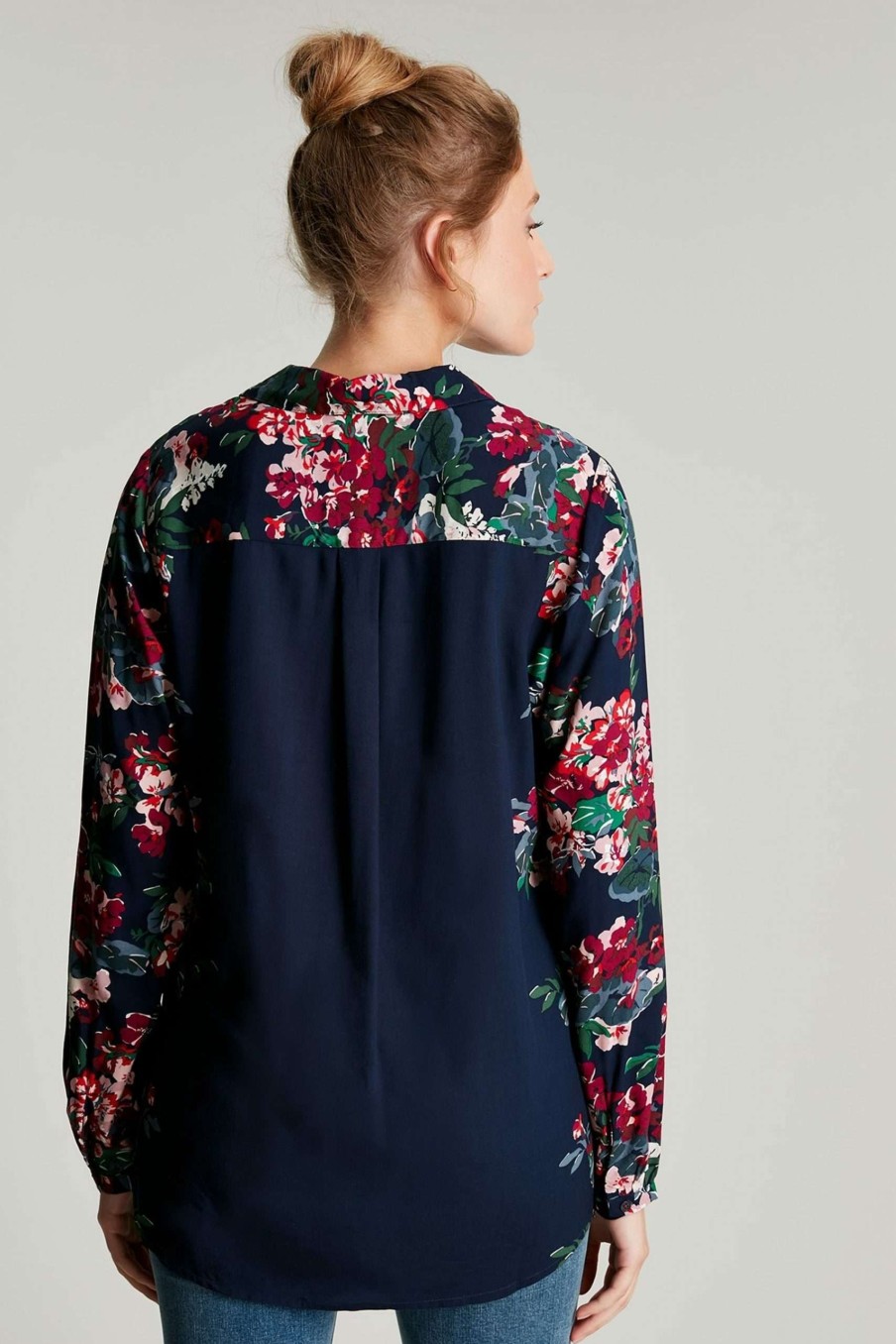 Apparel * | Joules Blue Elvina Button Through Blouse Limited Edition