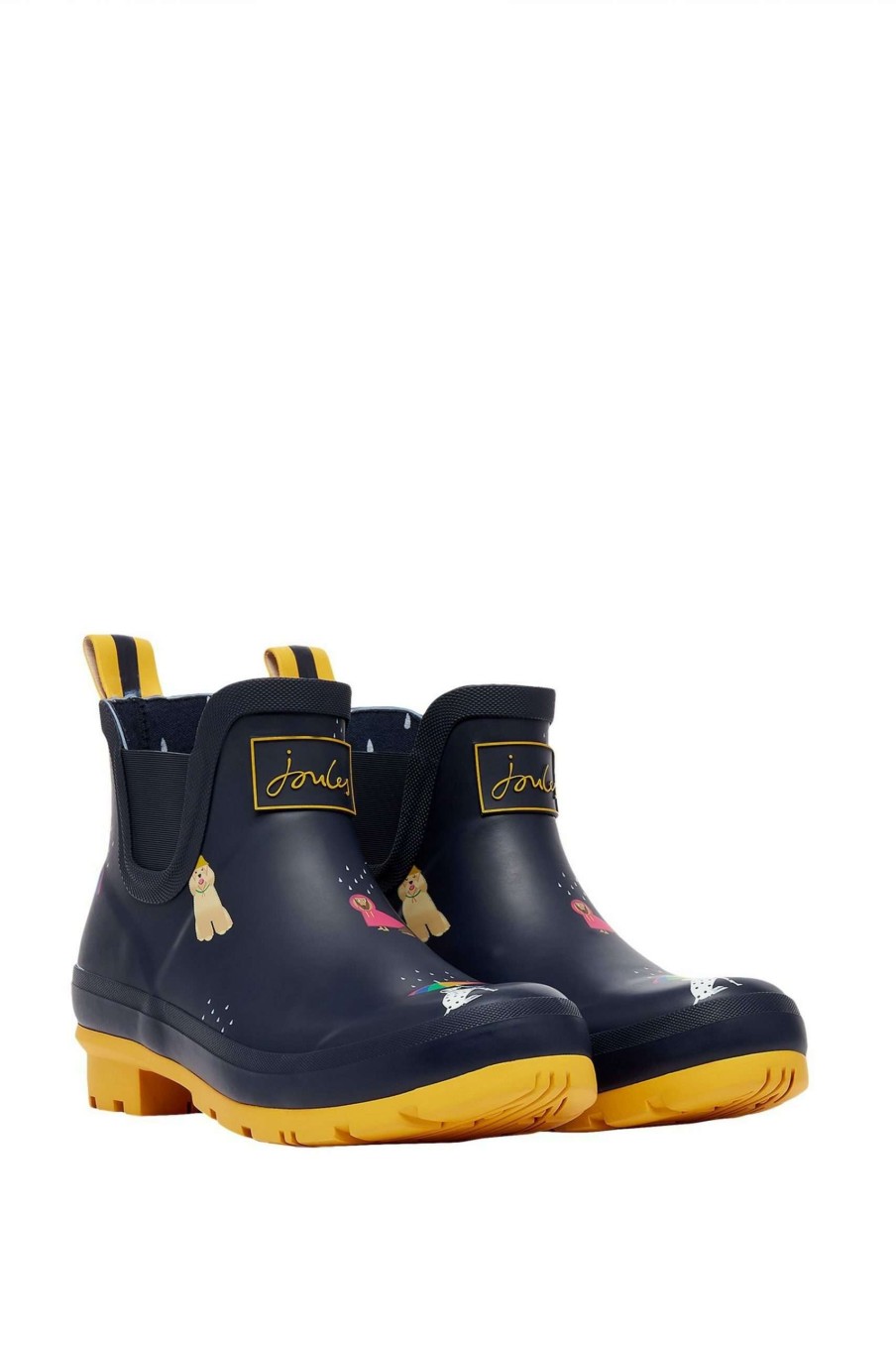 Accessories * | Joules Blue Wellibob Short Height Printed Wellies Exclusive Design