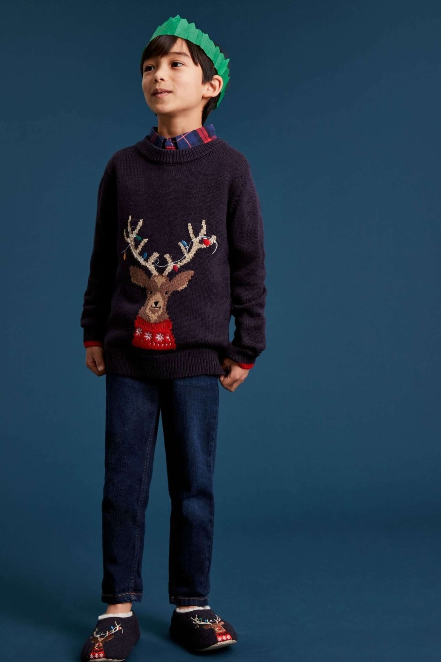 Apparel * | Joules Blue Cracking Intarsia Family Christmas Jumper Closeout Sale