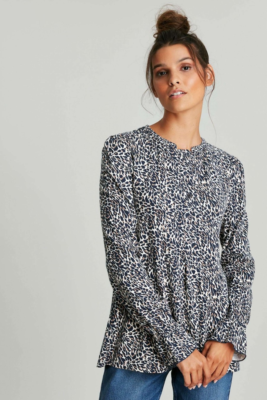 Apparel * | Joules Grey Eliana Jersey Blouse Limited Edition