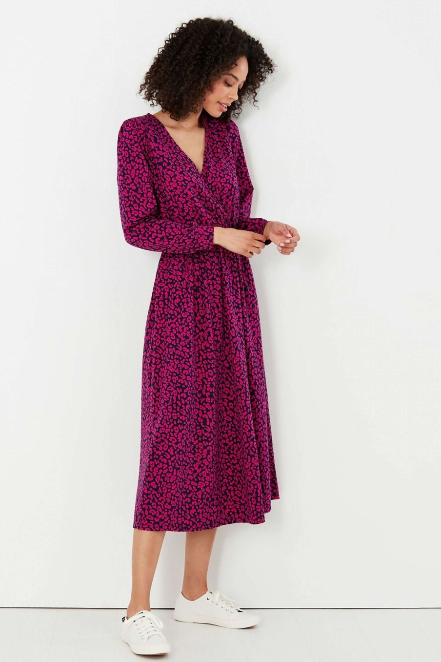 Apparel * | Joules Pink Scarlett Jersey Wrap Dress Cheap Online