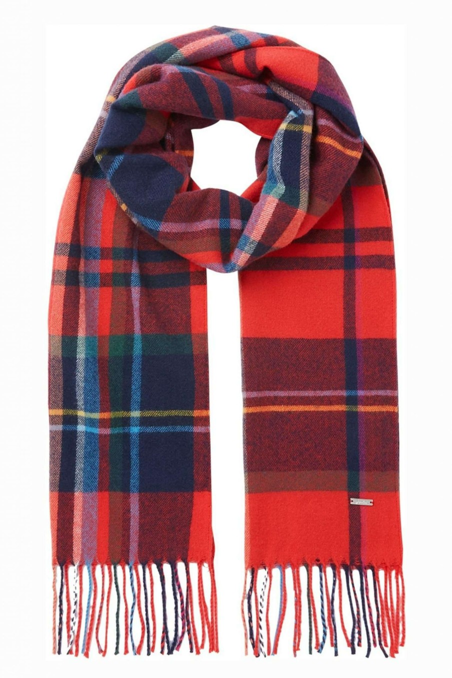 Accessories * | Joules Red Bracken Check Warm Handle Scarf Free Delivery