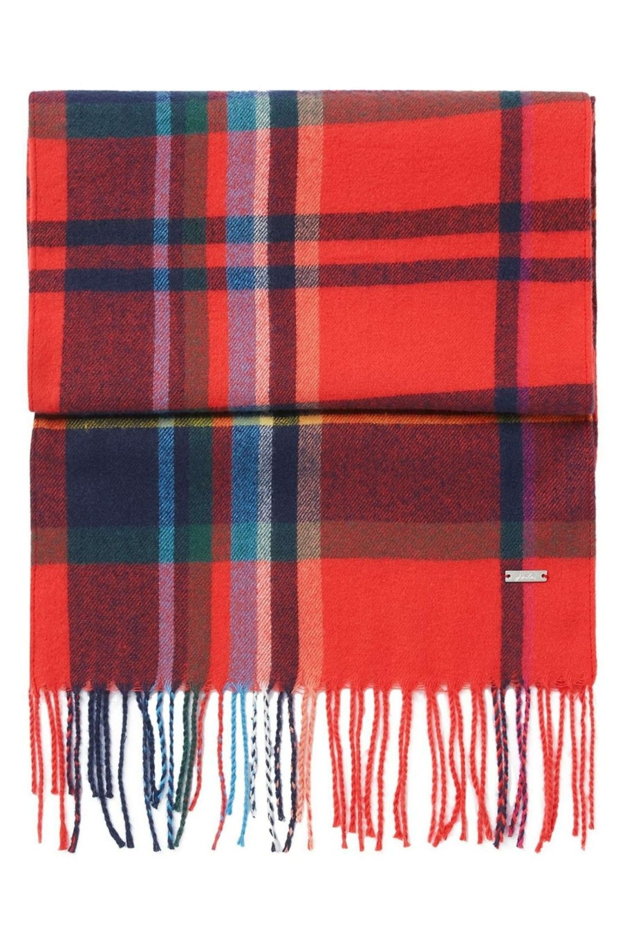 Accessories * | Joules Red Bracken Check Warm Handle Scarf Free Delivery