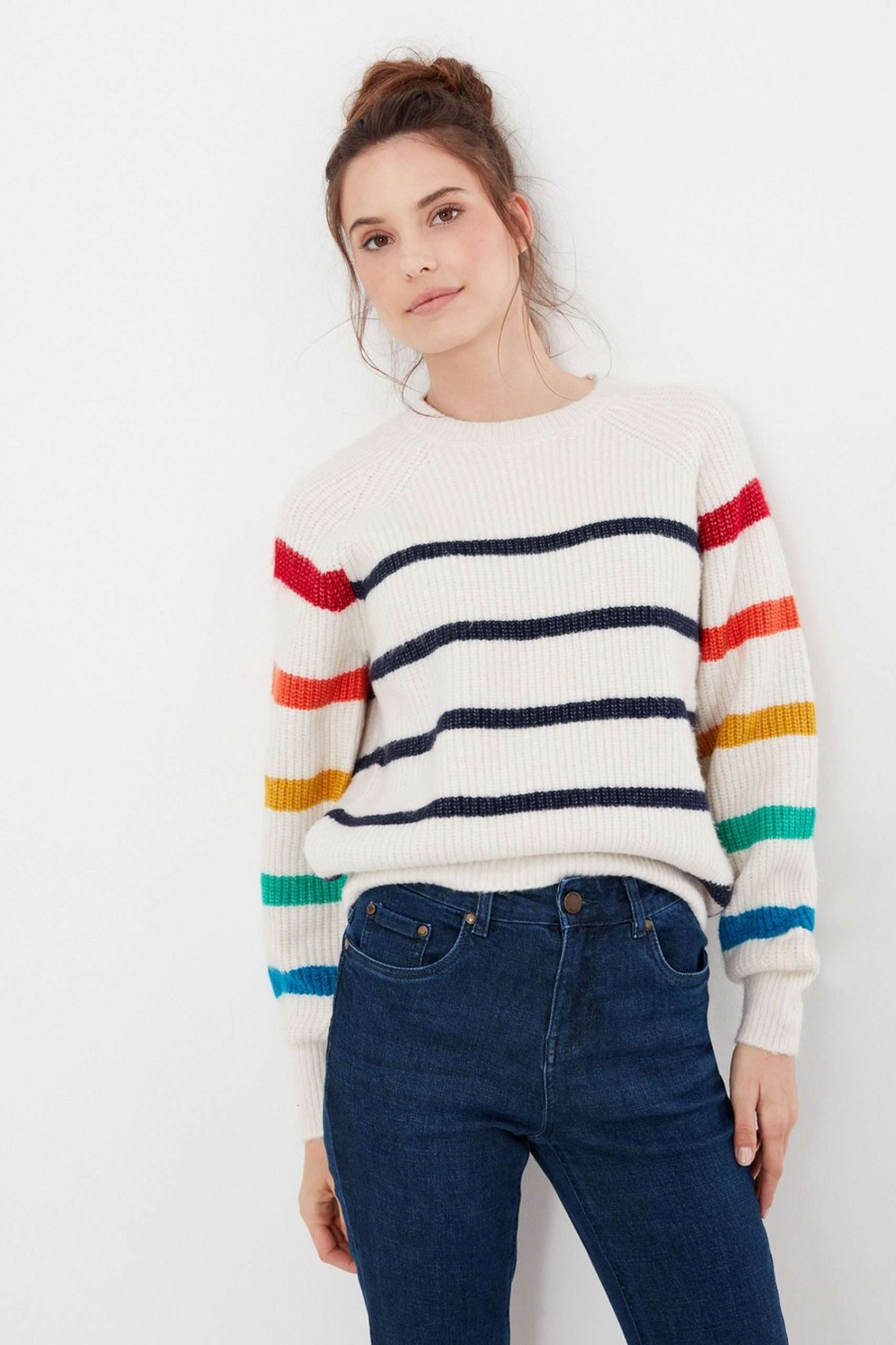 Apparel * | Joules Cream Anna Balloon Sleeve Jumper Sale Online