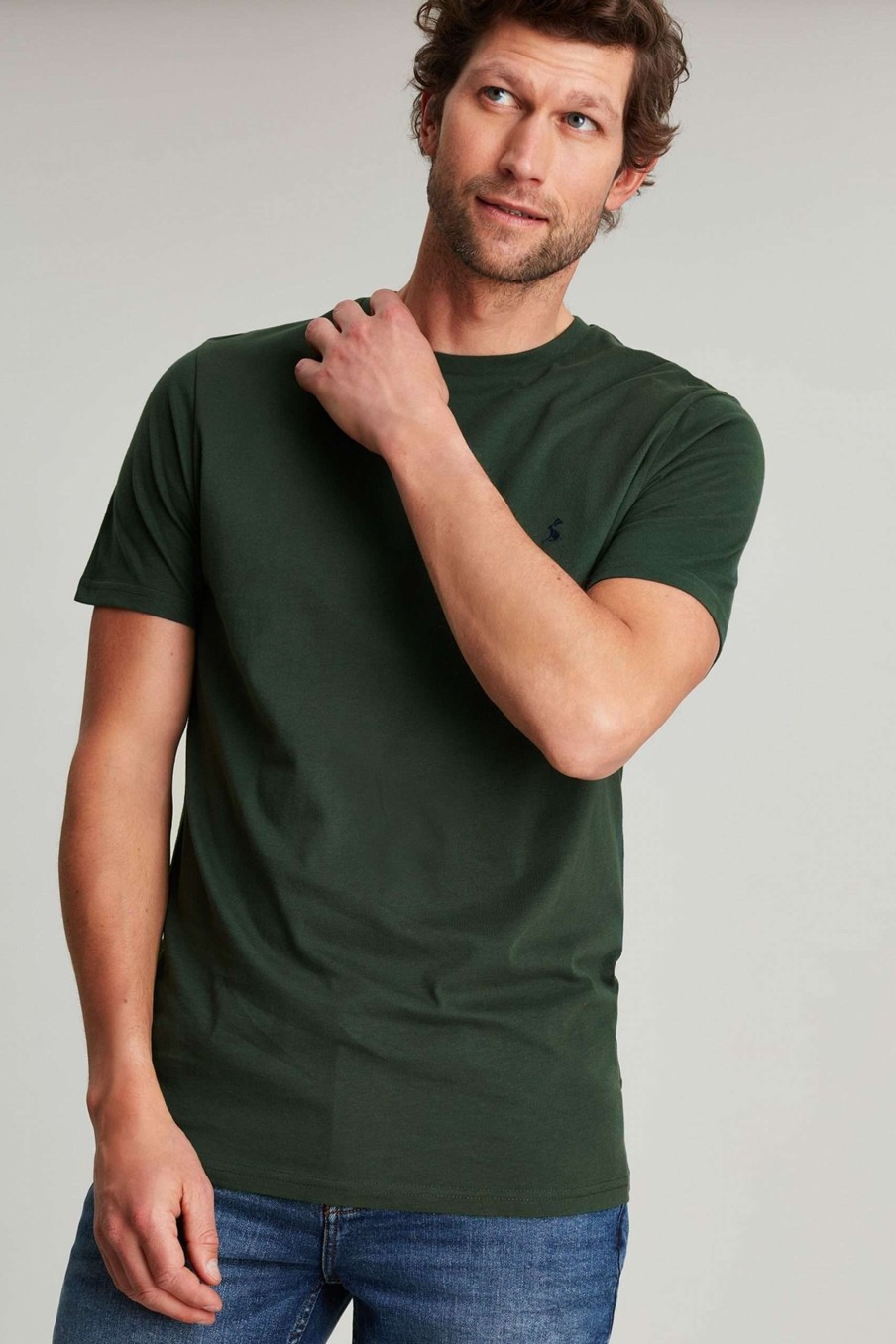 Apparel * | Joules Green Denton Plain Coloured T-Shirt Exclusive Design