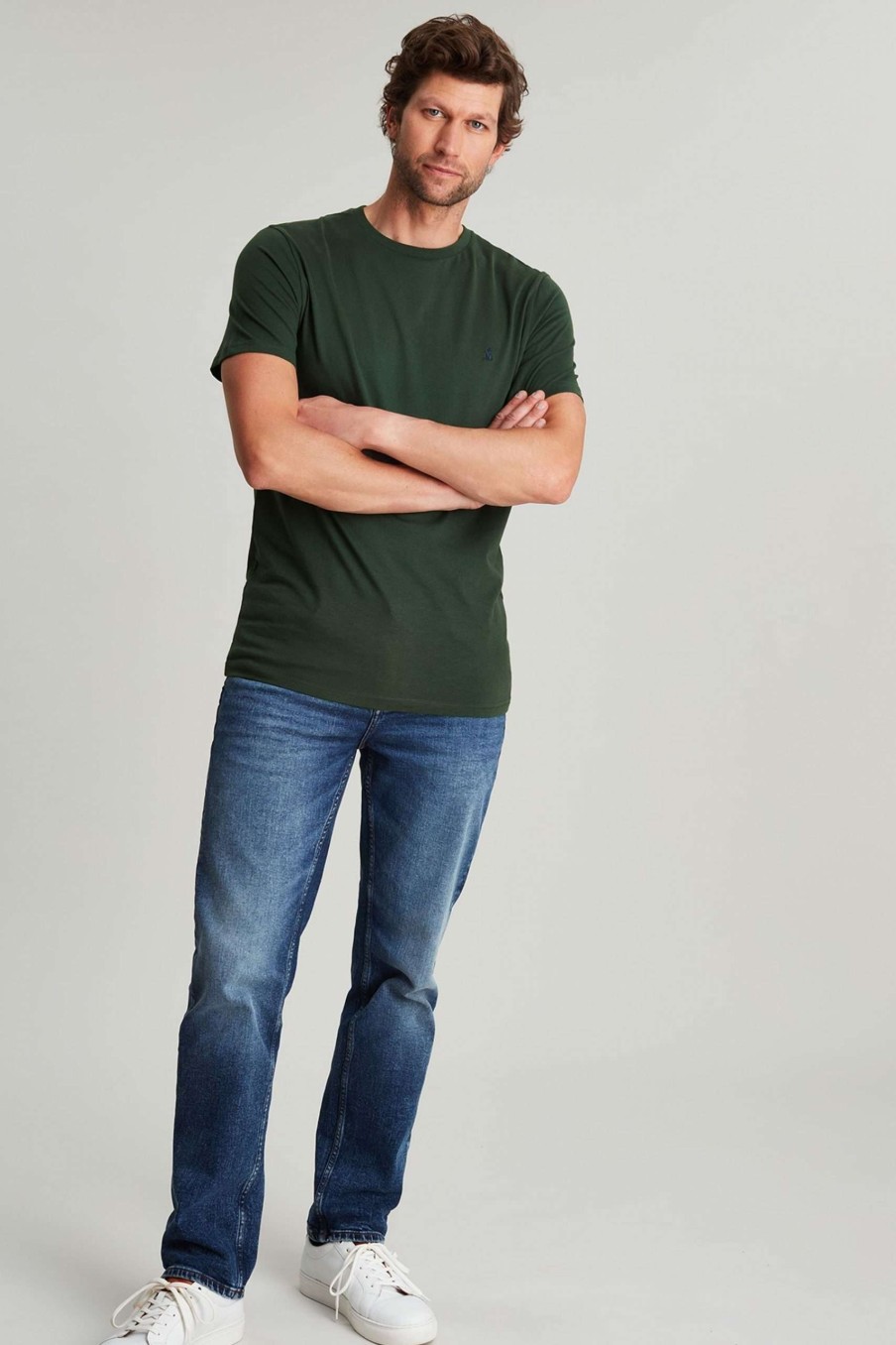 Apparel * | Joules Green Denton Plain Coloured T-Shirt Exclusive Design