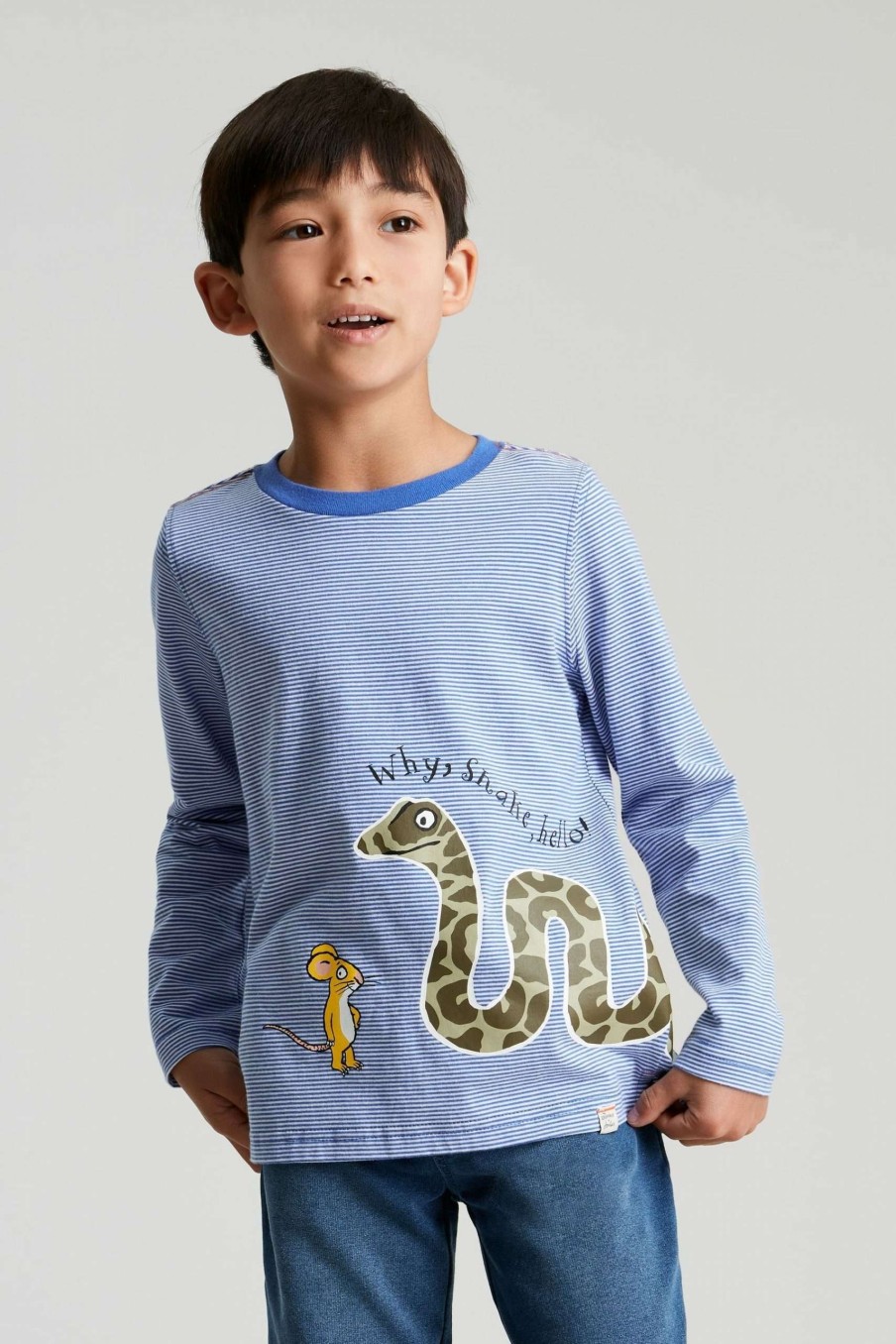 Apparel * | Joules Blue Gruffalo Finlay Long Sleeve Screen Print T-Shirt Online Sales