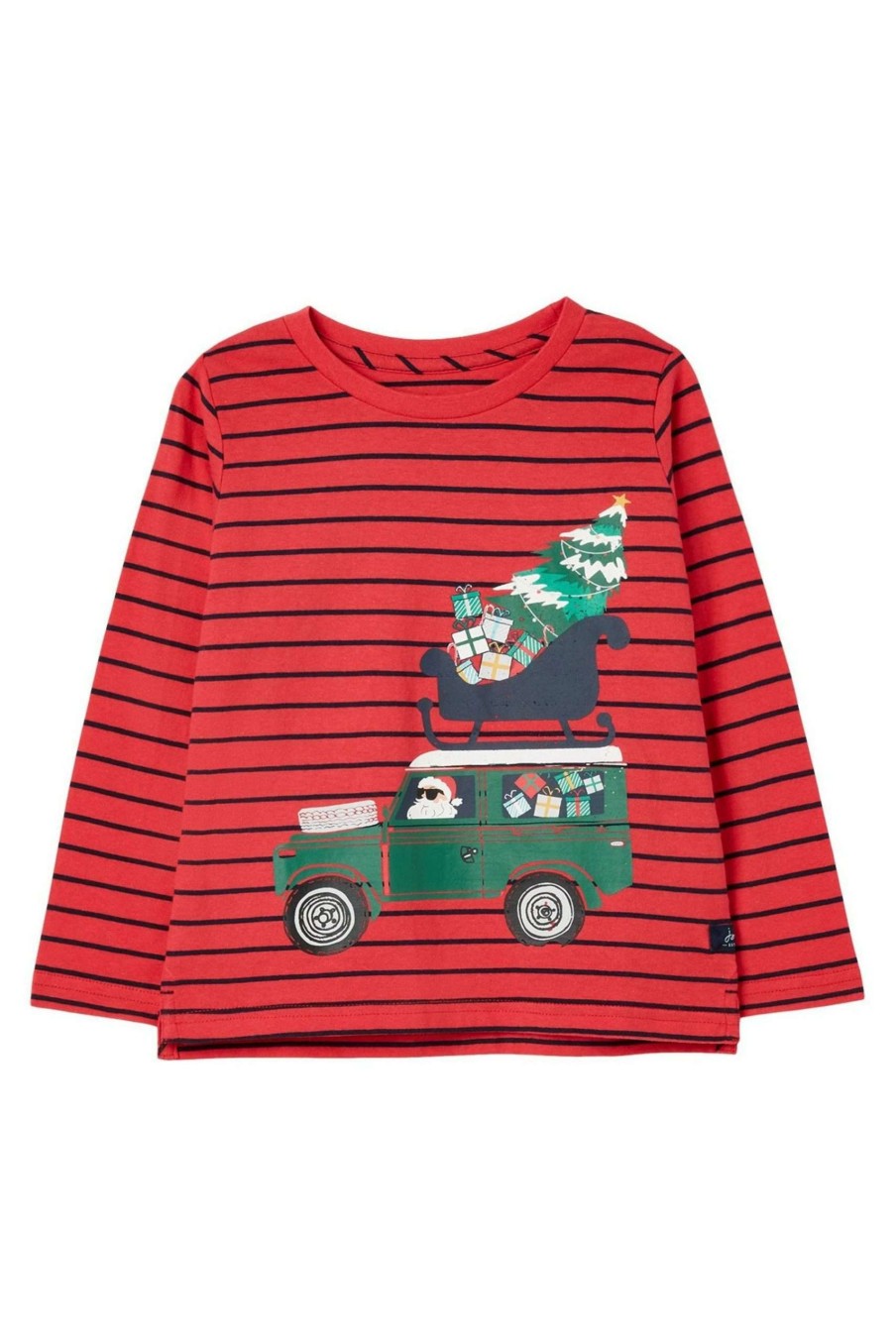 Apparel * | Joules Red Finlay Long Sleeve Screenprint T-Shirt Closeout Sale