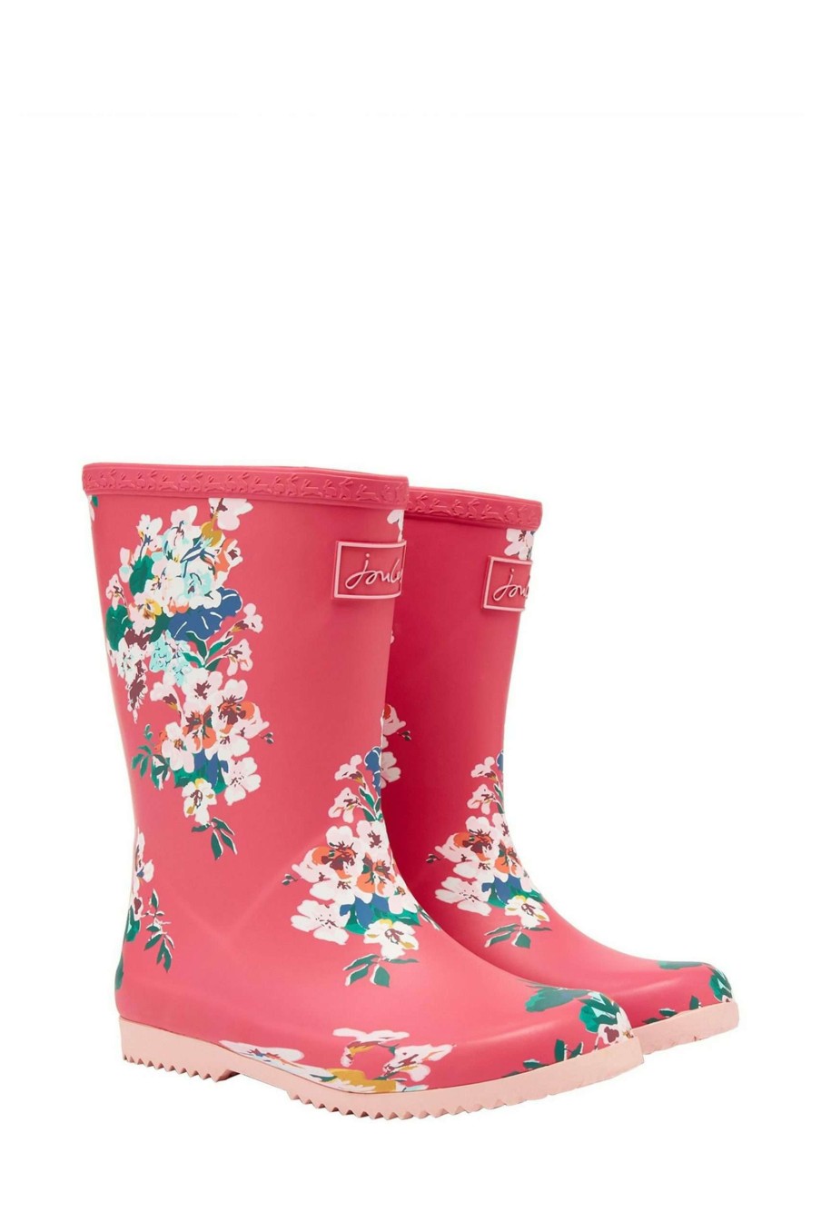 Accessories * | Joules Pink Roll Up Flexible Printed Wellies Discount