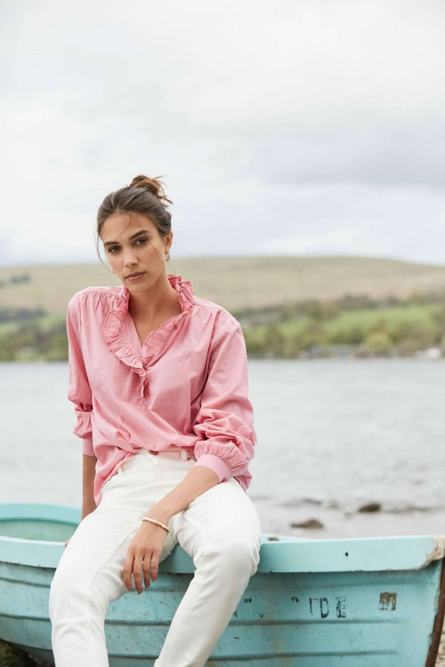 Apparel * | Joules Pink Melanie Cotton Voile Frill Blouse Online Store